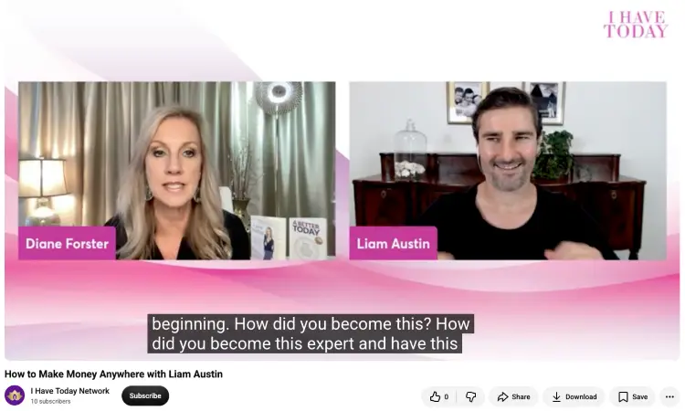 Liam Austin answering questions during an online interview and sharing relatable personal and business experiences