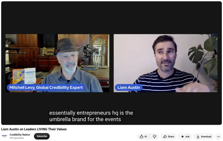 Liam Austin discussing virtual events in an interview and demonstrating a conversational speaking style