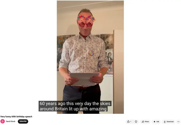 Man wearing novelty birthday glasses gives a humorous 60th birthday speech, offering special occasion speech ideas for milestone celebrations.