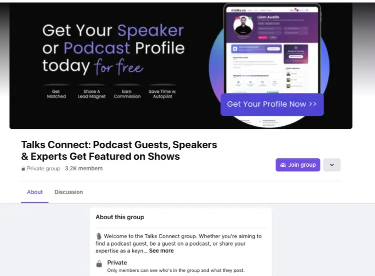 Talks Connect community where podcast guests, speakers, and experts can build relationships with other members.